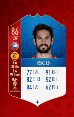 ISCO 86, ruolo attaccante sinistro, la sua carta in FIFA FUT World Cup
