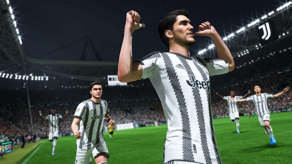 Vlahovic e la Juventus in FIFA 23