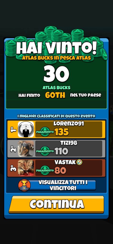 Vinci Atlas Earth giocando gli eventi giornalieri