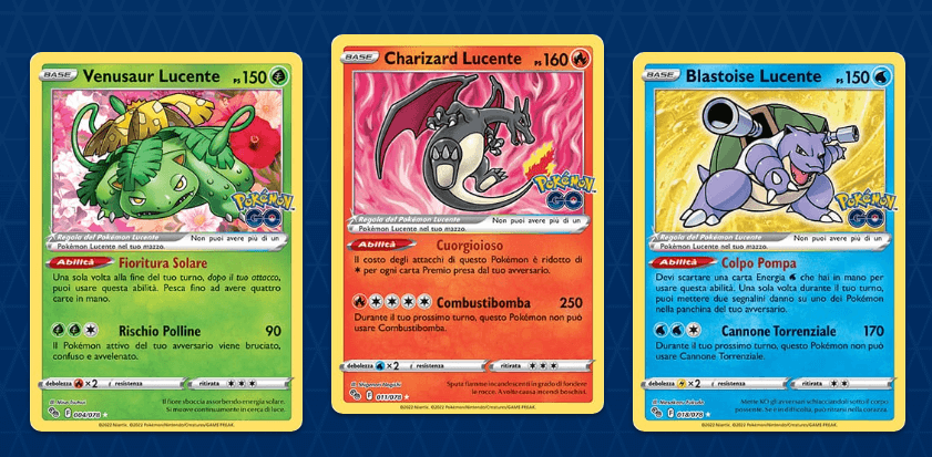 Venusaur, Charizard e Blastoise Lucenti - Pokémon GO TCG SET