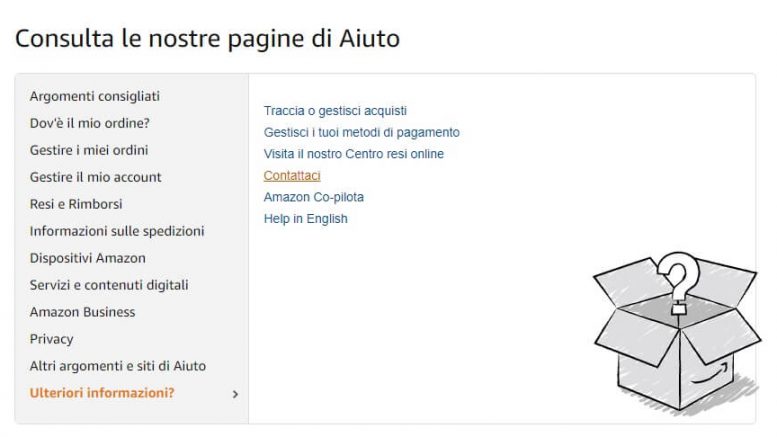 Come contattare l'assistenza Amazon attraverso il loro sito web