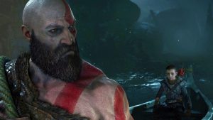 God of War, padre e figlio navigano su una barca. Il ritorno di Kratos, screenshot HD in-game